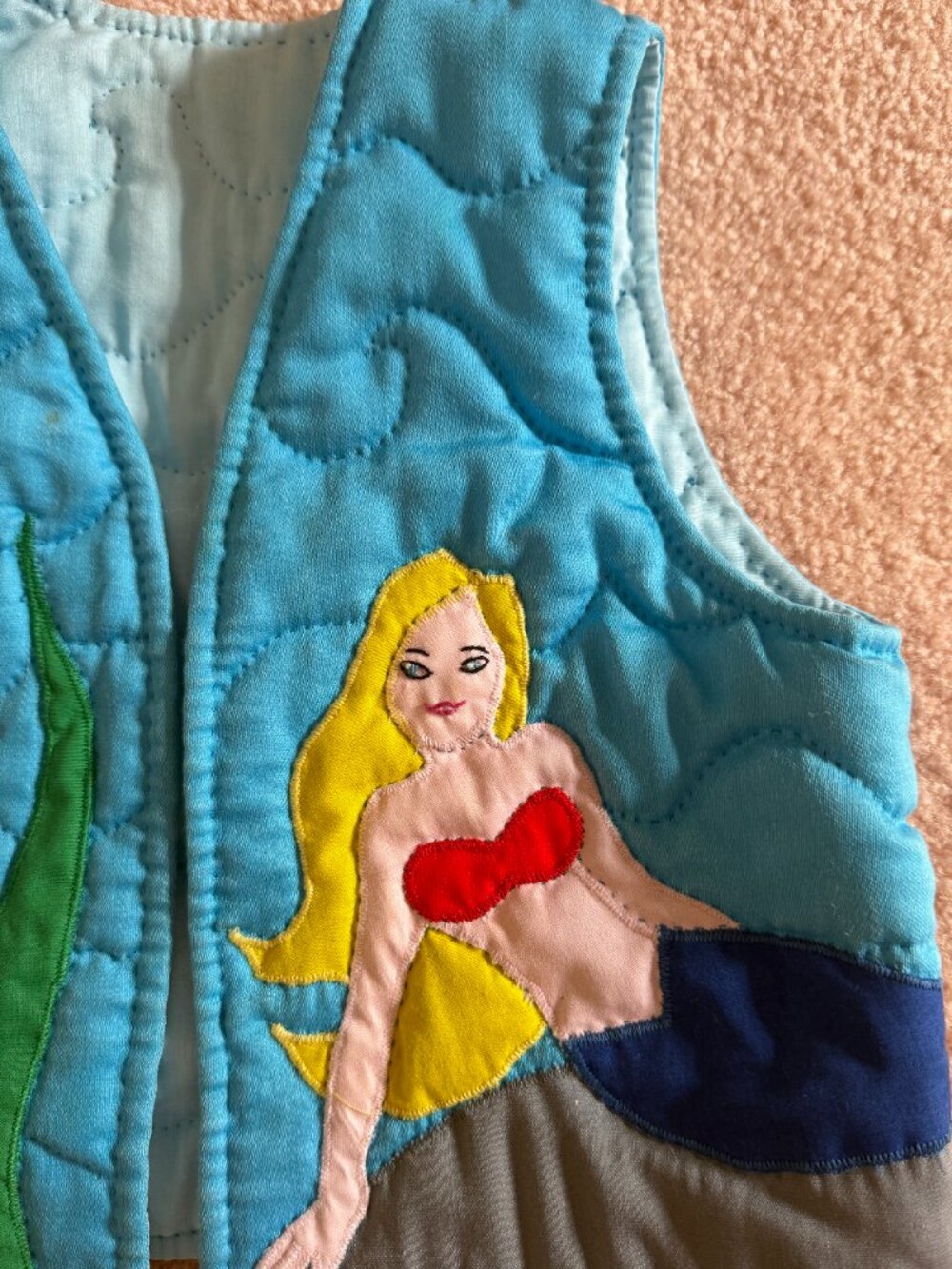 Handmade Under the Sea Quilted Mermaid Vest - fits size 2T-4T - Picture 4 of 5